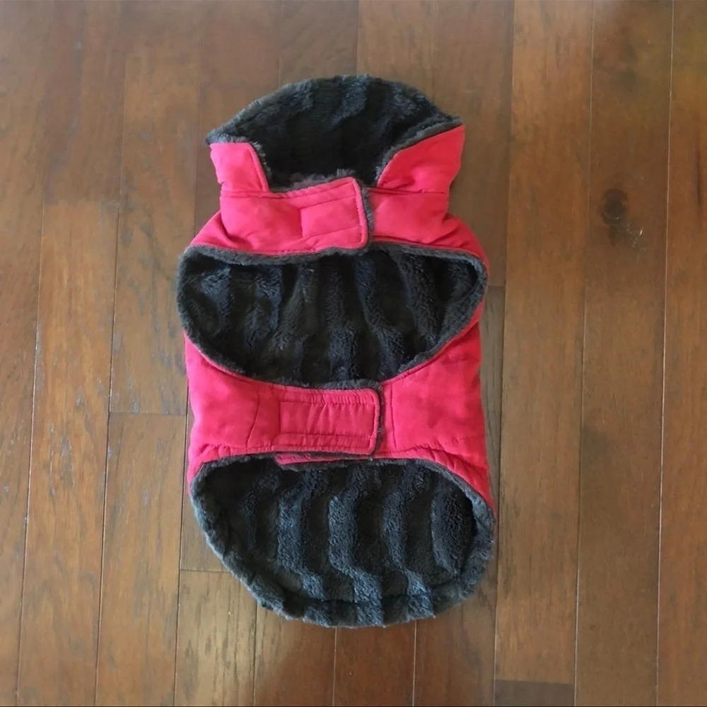 Red dog Faux Suede Coat Large - Picture 2 of 8